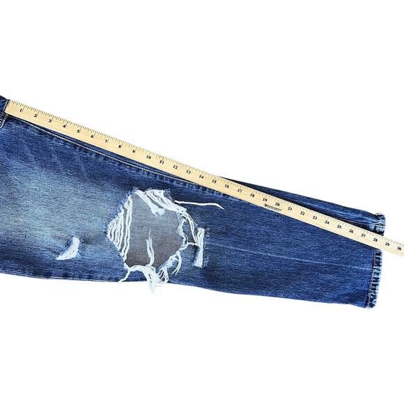 KanCan Signature High-Rise Dark-Wash Distressed Cuffed Women's Jeans 27X30 - Picture 3 of 7